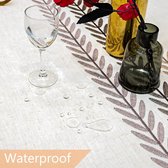 Vlekbestendig rechthoekig tafelkleed van katoenlinnen Waterdicht met franjes Driedimensionaal borduurwerk voor tafeldecoratie Eetkamer Keuken (koffiebladeren, 140 x 180 cm)