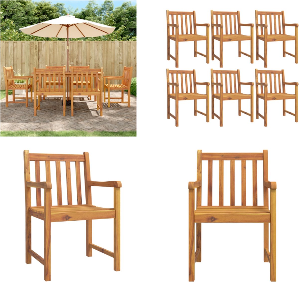 vidaXL - Tuinstoelen - 6 - st - 56x55,5x90 - cm - massief - acaciahout