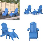 vidaXL Chaises de jardin 2 pcs Adirondack avec repose-pieds HDPE Aqua Bleu - Chaise de jardin - Chaises de jardin - Chaise Adirondack - Chaise de jardin avec repose-pieds