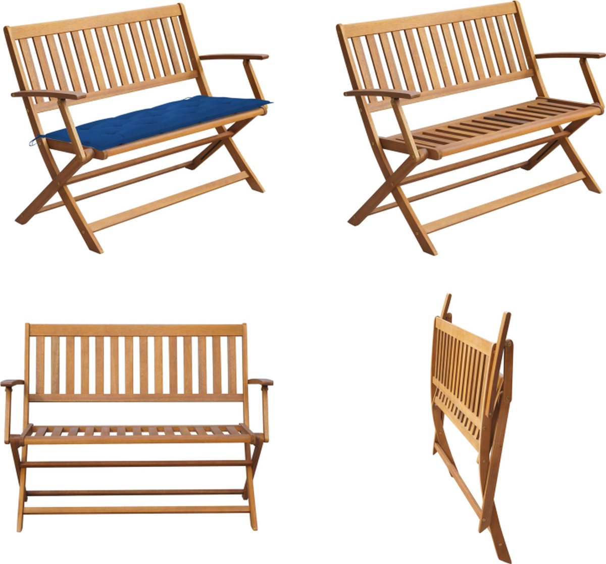 VidaXL Tuinbank met kussen 120 cm massief acaciahout Tuinbank Tuinbanken Tuinbankje Tuinbankjes