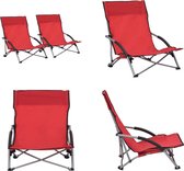 vidaXL Strandstoelen 2 st inklapbaar stof rood - Campingstoel - Campingstoelen - Kampeerstoel - Kampeerstoelen