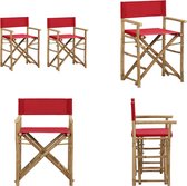 vidaXL Regisseursstoelen 2 st inklapbaar rood bamboe en stof - Regisseursstoel - Regisseursstoelen - Stoel - Stoelen