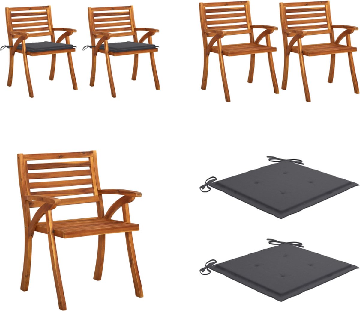 VidaXL Tuinstoelen 2 st met kussens massief acaciahout Eetkamerstoel Eetkamerstoelen Houten Eetkamerstoel Houten Eetkamerstoelen