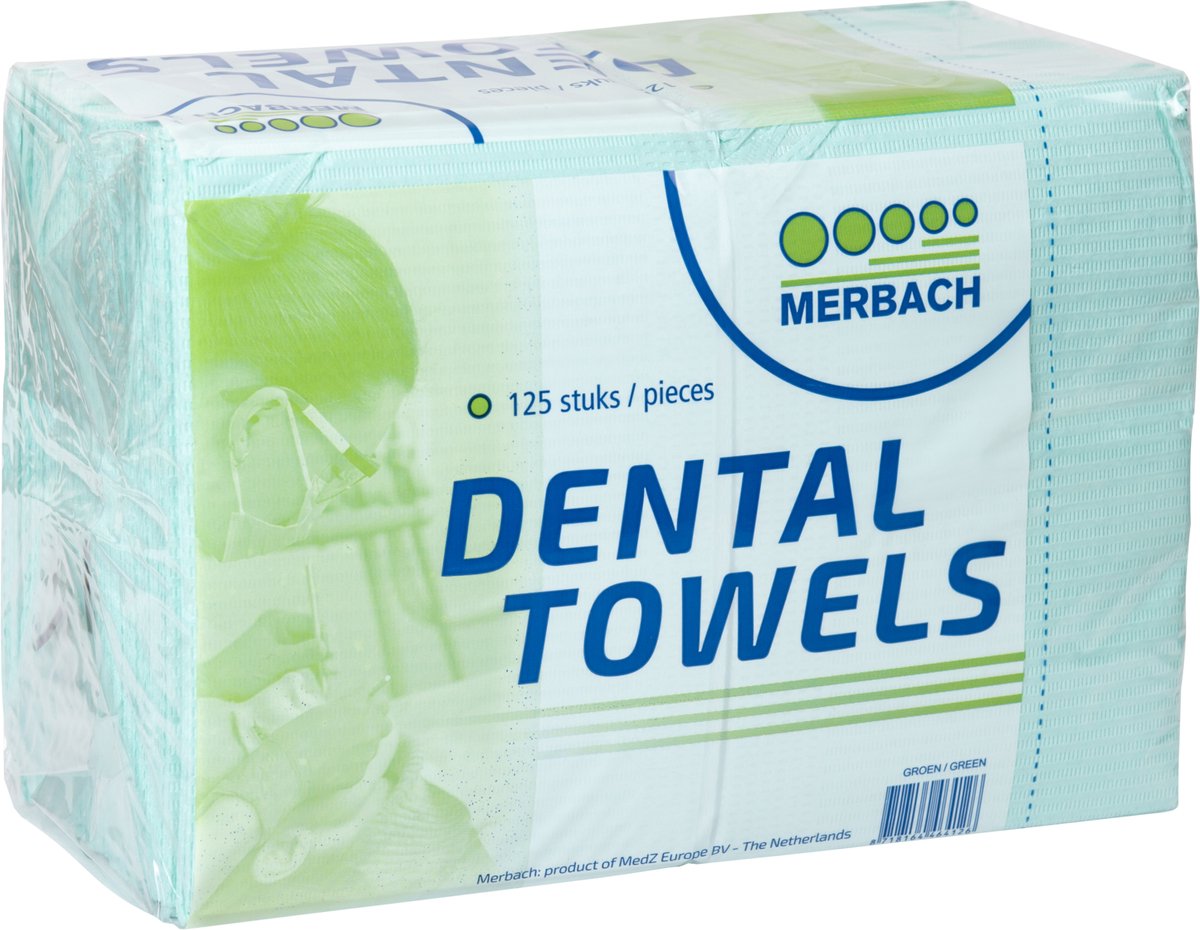 Goedkoopste Voordeelverpakking 2 X Merbach dental towel groen, 4 x 125 stuks