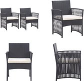 vidaXL Chaises de jardin avec coussins 2 pcs Polyrotin Noir - Chaise de jardin - Chaises de jardin - Chaise longue - Chaises lounge
