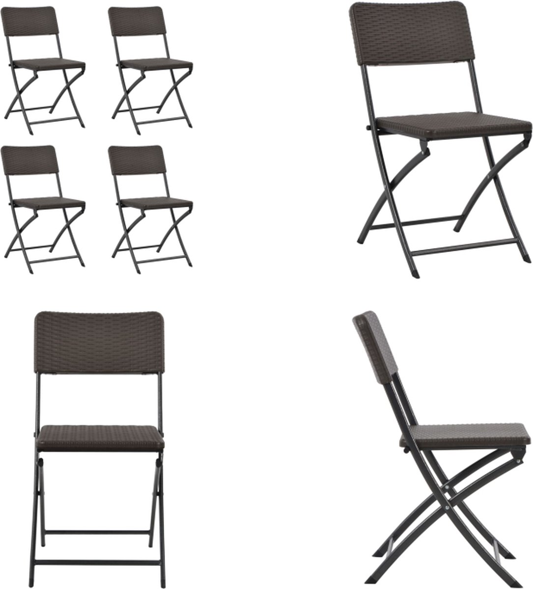 VidaXL Tuinstoelen inklapbaar 4 st HDPE en staal bruin Klapstoel Klapstoelen Inklapbare Stoel Inklapbare Stoelen