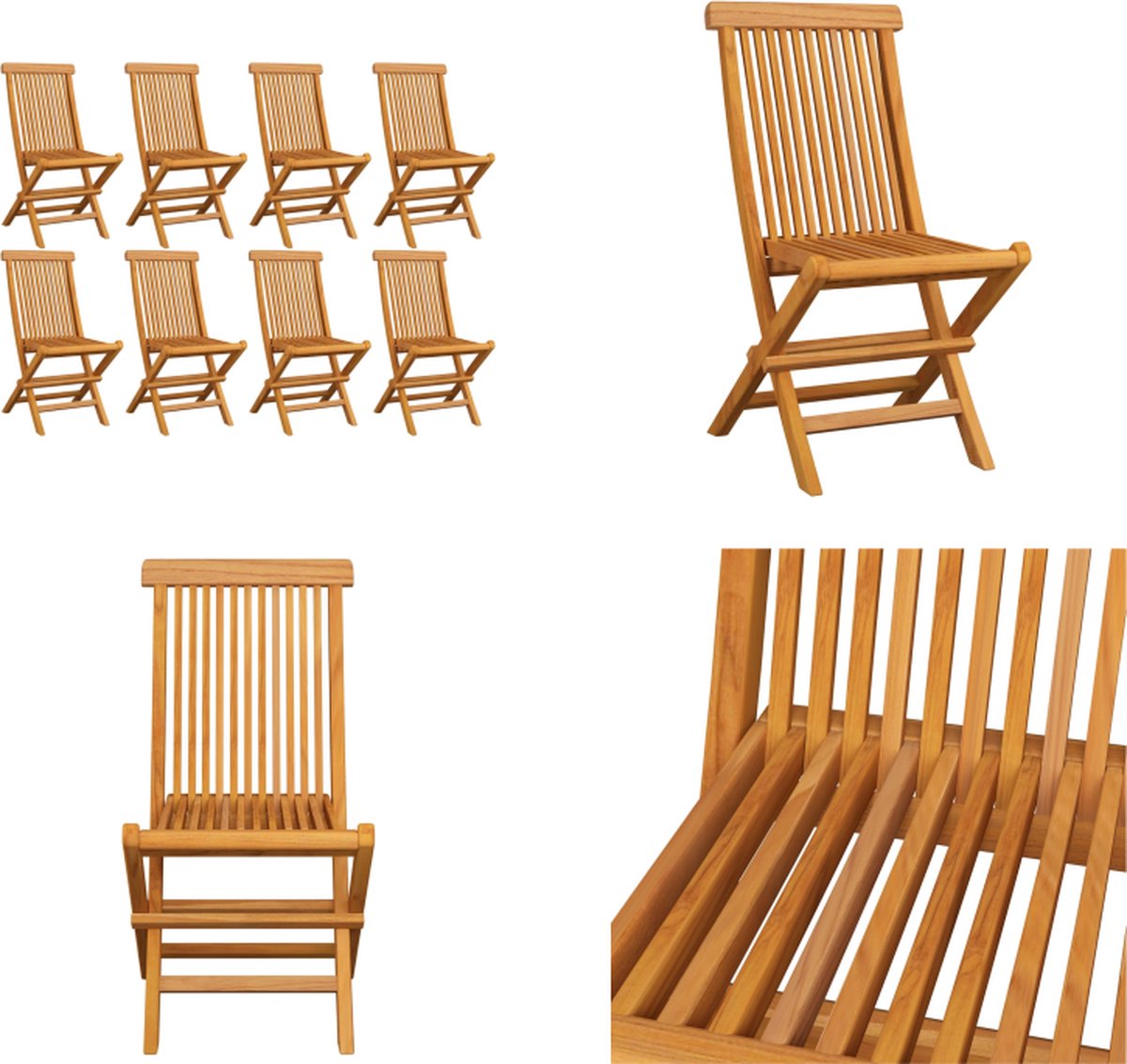 VidaXL Tuinstoelen inklapbaar 8 st massief teakhout Klapstoel Klapstoelen Eetstoel Eetstoelen