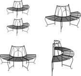 vidaXL Boombanken 2 st halfrond Ø159 cm staal zwart - Boombank - Boombank - Zitbank - Bankje