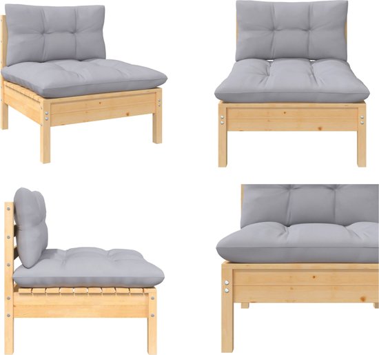 VidaXL 2-delige Loungeset met kussens massief grenenhout grijs kopen? Vergelijk de beste prijs
