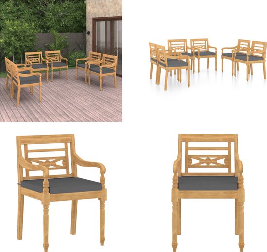 vidaXL Massief Acaciahouten Tuinstoel met Kussens Buitenstoel Tuinmeubel Zitstoel Stoel Tuinstoelen Zitmeubel Meubel Zetel Terrasstoel