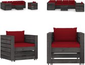 vidaXL 7-delige Loungeset met kussens grijs geïmpregneerd hout - Pallet Loungeset - Pallet Loungesets - Tuinset - Tuinsets