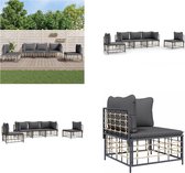 vidaXL 5-delige Loungeset met kussens poly rattan antracietkleurig - Loungeset - Loungesets - Tuinset - Tuinbank