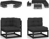 vidaXL 13-delige Loungeset met kussens massief grenenhout zwart - Loungeset - Loungesets - Tuinsets - Tuinsets