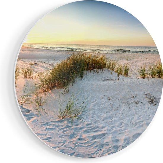 Artaza Forex Muurcirkel Strand En Duinen Tijdens Zonsondergang - 40x40 cm - Klein - Wandcirkel - Rond Schilderij - Wanddecoratie Cirkel