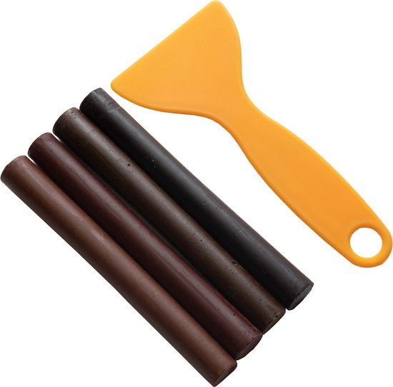 Soft Wax Hout Vuller Reparatie Kit - Kleur: Donker Bruin / Dark Brown - Houten Vloer & Meubel Reparatie Set - Furniture Clinic - Hout Vuller - Schade herstel - Repareer deuken, gaten, krassen en scheuren. - Wood Filler - Wood Damage Repair