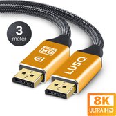 LUSQ® - Câble Displayport - 8K 60Hz – 4K 144 Hz - 32,4GBps - Displayport 1.4 - Câble DP - 3 mètres - Oranje