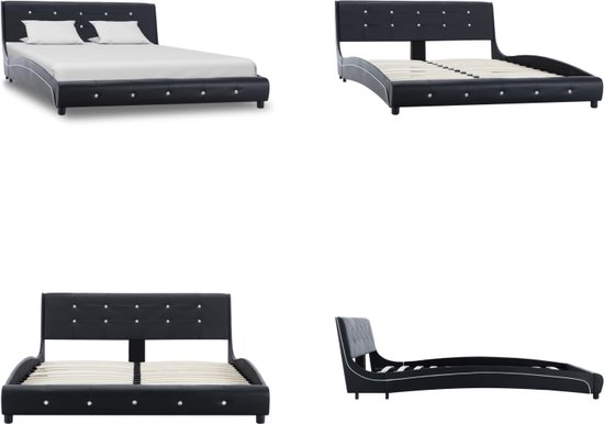vidaXL Bedframe kunstleer zwart 140x200 cm - Bedframe - Bedframes - Bed - Bedden