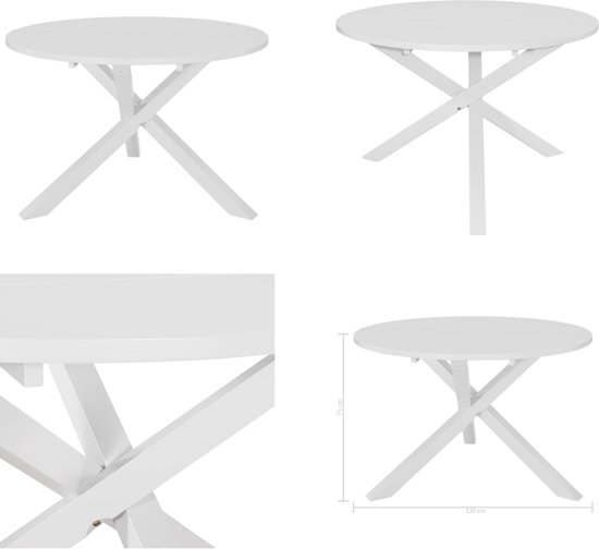 vidaXL Table à manger 120x75 cm MDF Blanc - Table à manger - Tables à manger - Table de salle à manger - Tables de salle à manger