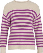 Vila Trui Viril Rib Stripe L/s Knit Top - Noo 14089536 Super Light Nat/cattlya Or Dames Maat - L