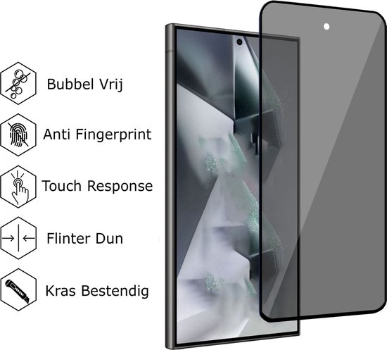 Coque + Film de Protection d'écran Privé pour Samsung Galaxy S24 Ultra – Privacy Tempered Glass - Back Case Cover Rose