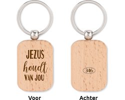 Sleutelhanger - Hout - Jezus houdt van jou - Christelijk, Bijbel