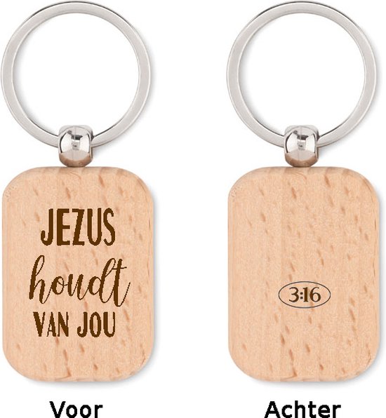 Sleutelhanger - Hout - Jezus houdt van jou - Christelijk, Bijbel
