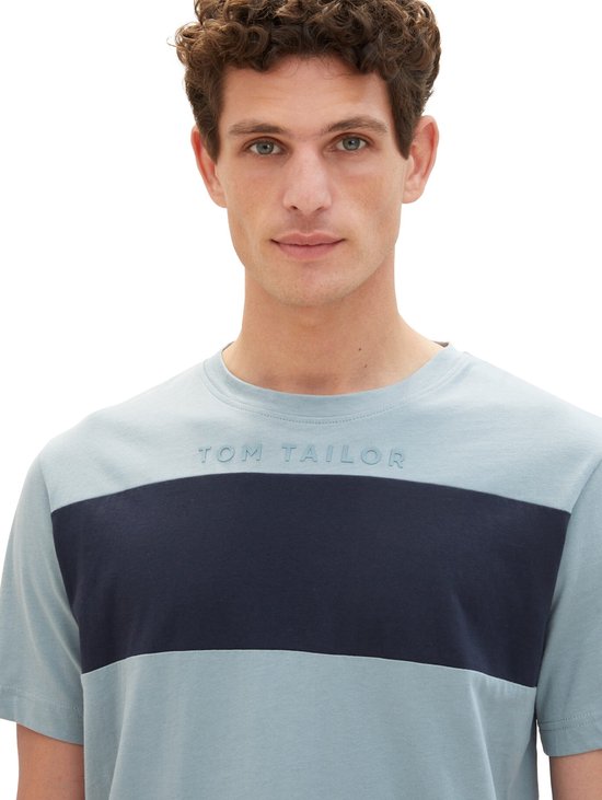 Tom Tailor Men-T-shirt--27475 grey mint-Maat L