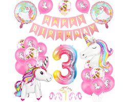 FeestmetJoep® Eenhoorn 3 jaar verjaardag versiering - Unicorn thema