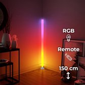 FONKEL® Isa DIY LED Vloerlamp Dimbaar RGB Wit 150 cm - Gaming Lamp Decoratie - Reageert op Muziek - Staande Lamp voor Woonkamer - Game Kamer Accessoires