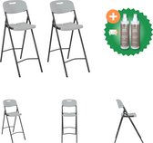 vidaXL Barstoelen inklapbaar 2 st HDPE en staal wit Tuinstoel Inclusief Onderhoudsset
