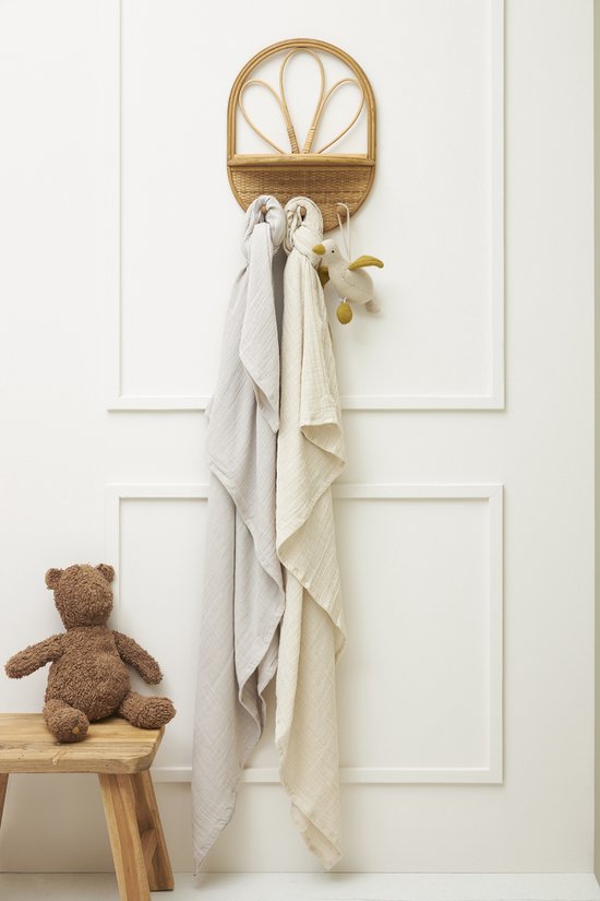 Meyco Baby Uni swaddle - 2-pack - pre-washed hydrofiel - soft sand/greige - 120x120cm van Meyco — afbeelding 2