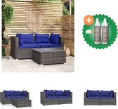 vidaXL 3 delige Loungeset met kussens poly rattan grijs Tuinset Inclusief Onderhoudsset