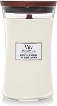 WoodWick Hourglass Large Geurkaars - White Tea & Jasmine