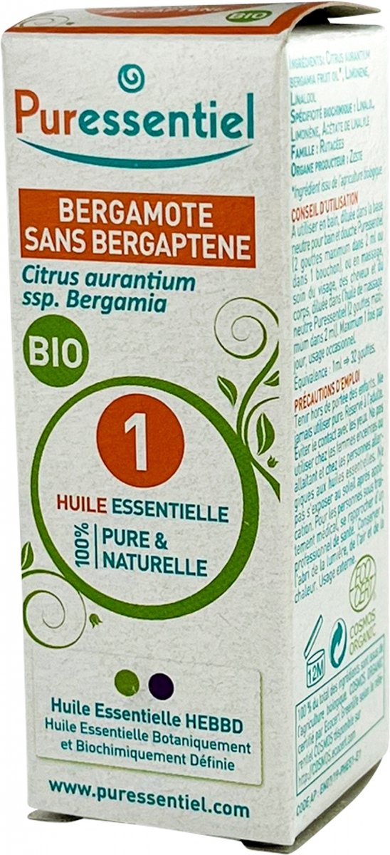 Goedkoopste Puressentiel Bergamot Essentiële Olie Bergaptenvrij (Citrus Aurantium Ssp. Bergamia) Bio 10 ml