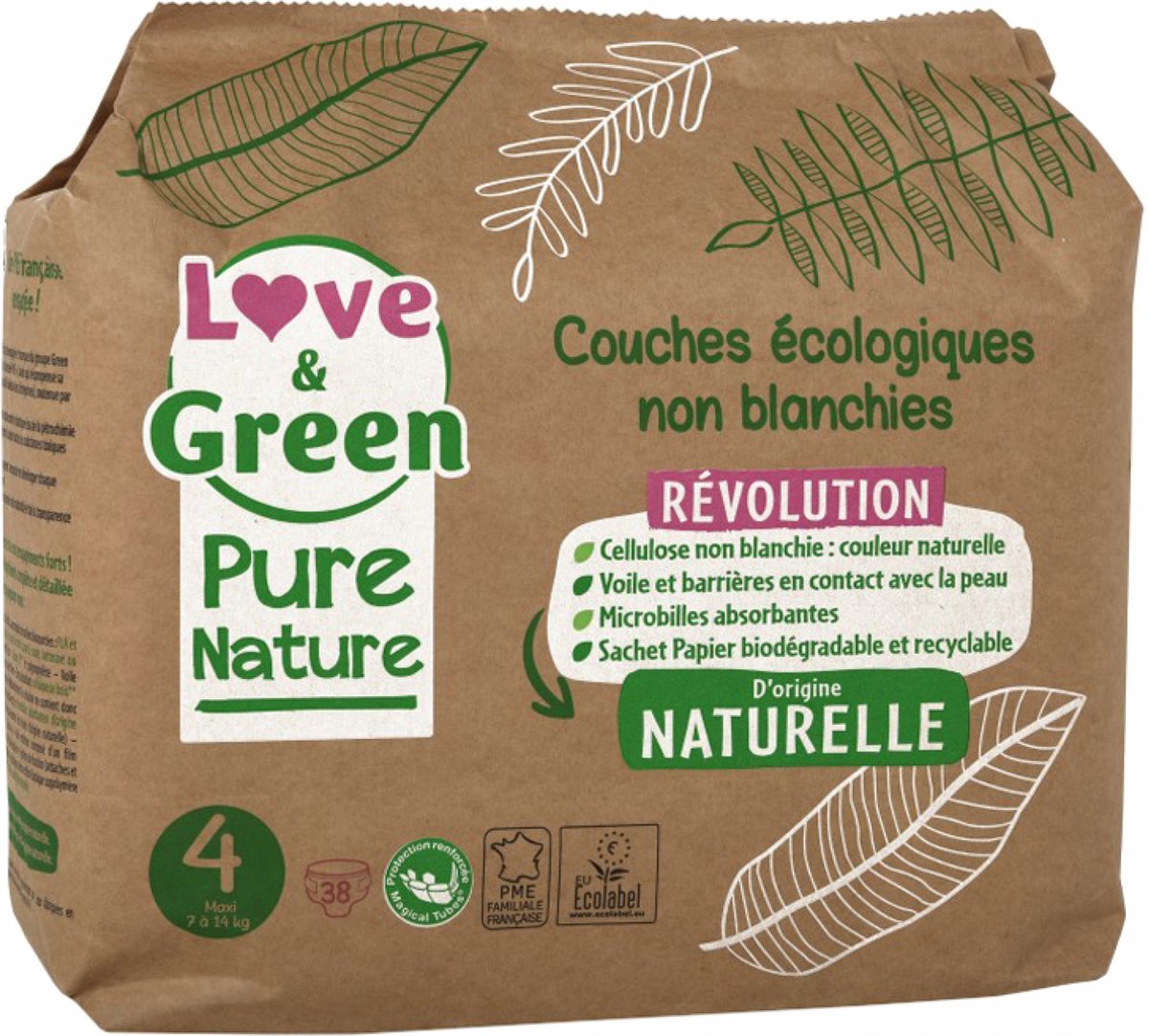 LOVE & GREEN Ecologische luiers maat 4 | 38 stuks