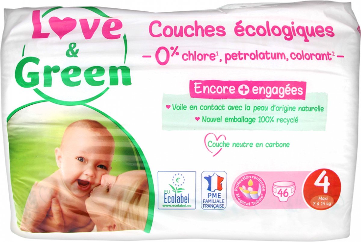 LOVE & GREEN Hypoallergene luiers maat 4 | 46 stuks