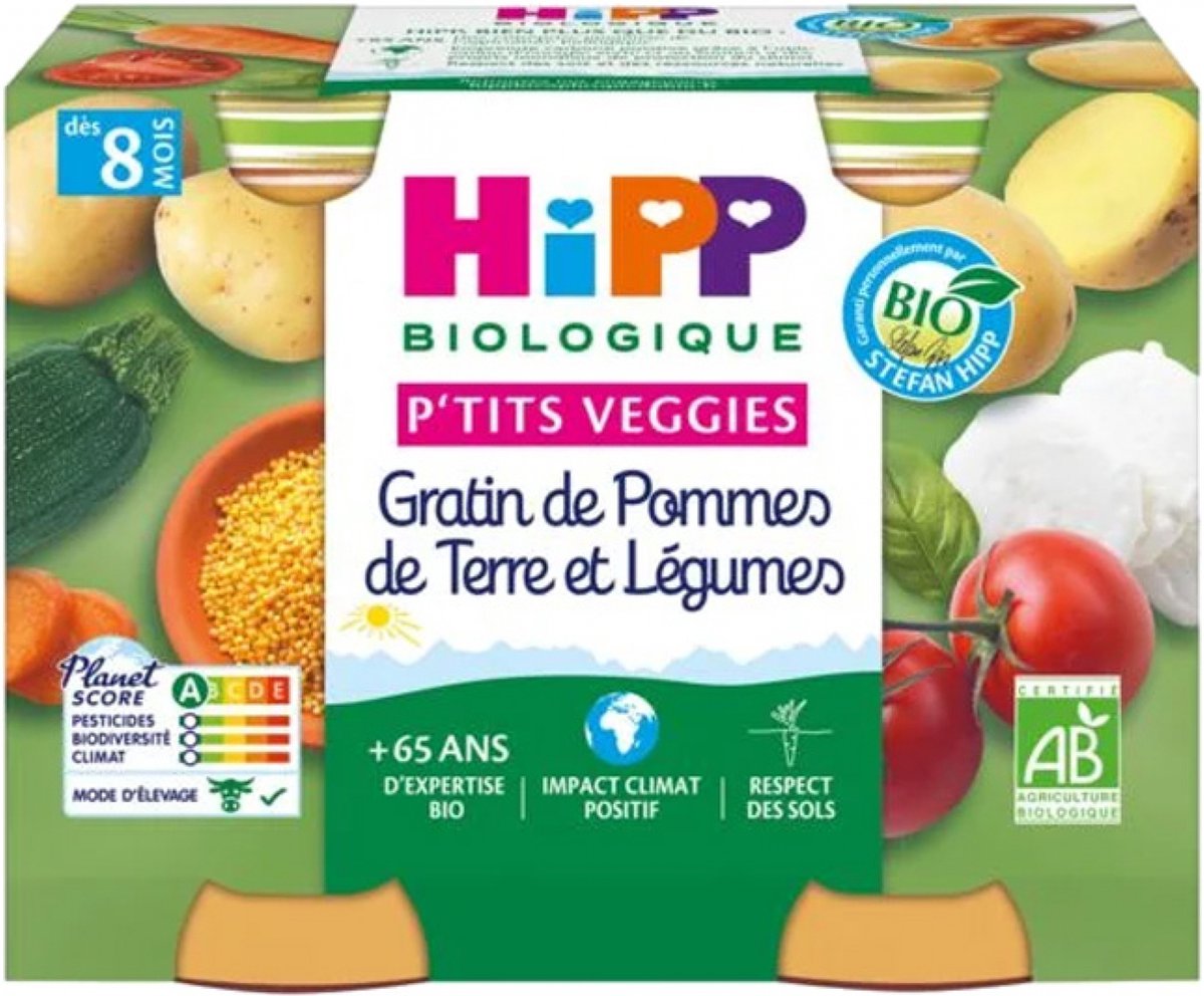 Goedkoopste HiPP P'tits Veggies Aardappel- en Groentegratin van 8 Maanden Biologisch 2 Potjes