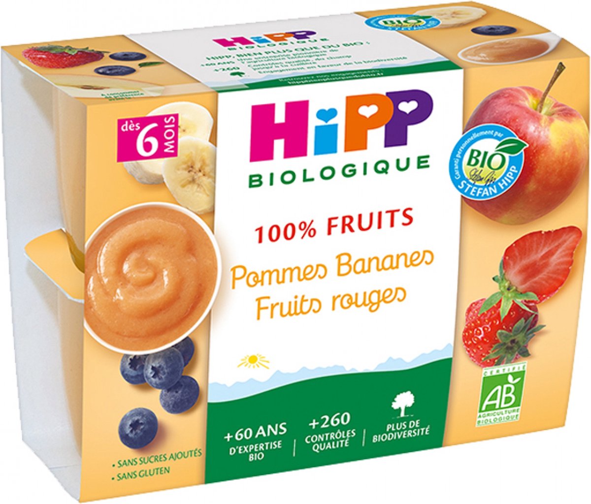 Goedkoopste HiPP 100 Fruit Appels Bananen Rood Fruit Vanaf 6 Maanden Biologisch 4 Potten