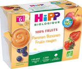 HiPP 100% Fruit Appels Bananen Rood Fruit Vanaf 6 Maanden Biologisch 4 Potten