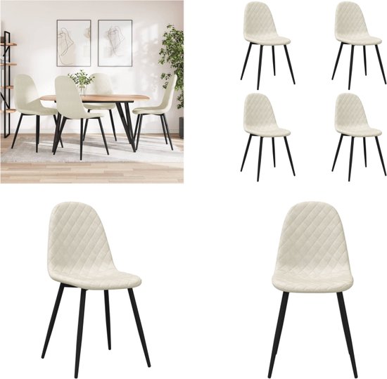 vidaXL Chaises de salle à manger 4 pcs Velours Blanc crème - Chaise de salle à manger - Chaises de salle à manger - Chaise - Chaises