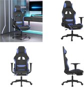 vidaXL Gamestoel met voetensteun stof zwart en blauw - Gamingstoel - Gamingstoelen - Televisiestoel - Racingstoel