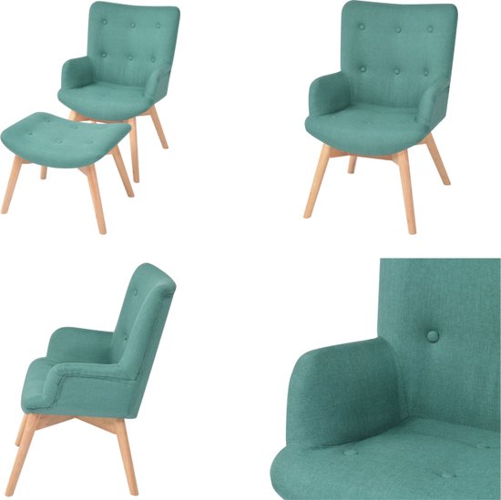 vidaxl vidaXL Fauteuil met voetenbankje stof lichtgrijs In de uitverkoop Huis
