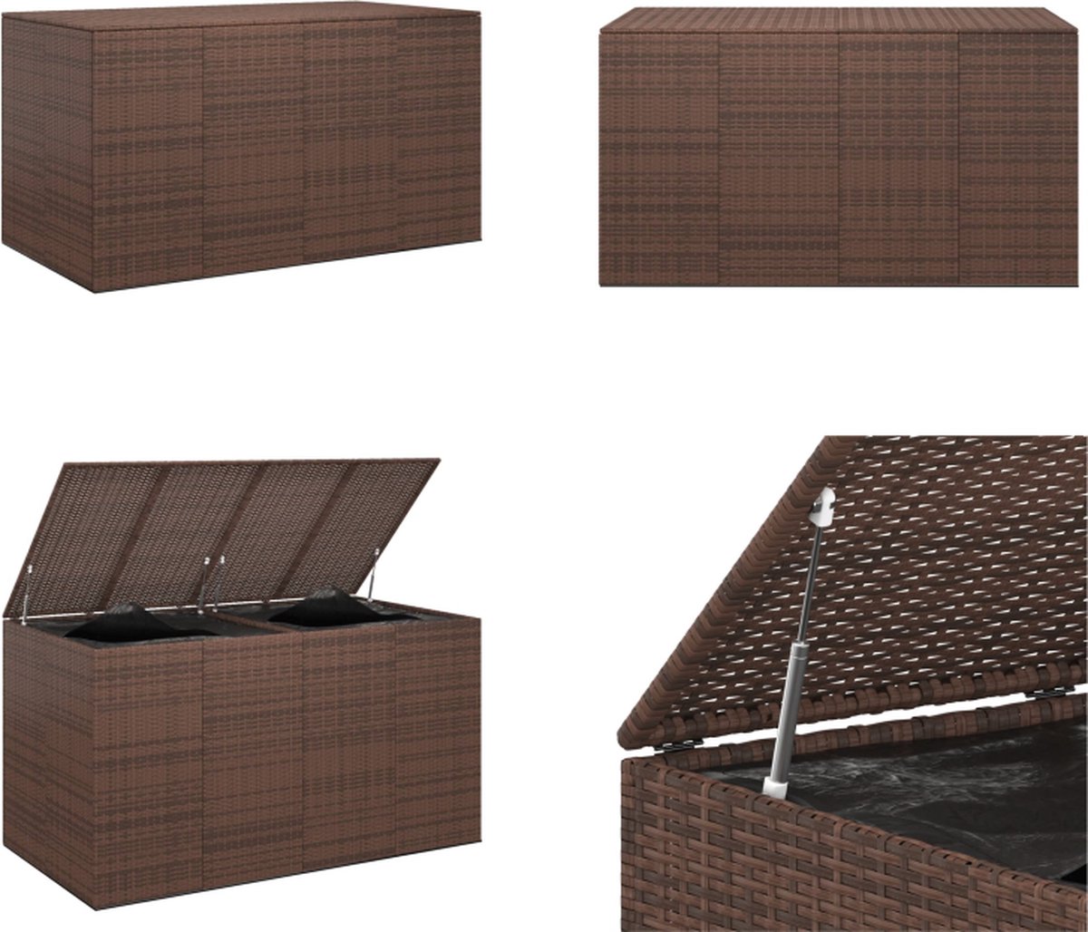 VidaXL Tuinbox 194x100x103 cm polyetheen rattan bruin Kussenbox Kussenboxen Tuinbox Opbergbox