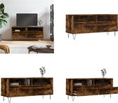 vidaXL Tv-meubel 100x34-5x44-5 cm bewerkt hout gerookt eikenkleurig - Tv-meubel - Tv-meubels - Tv-kast - Tv-meubel