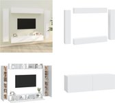 vidaXL 8-delige Tv-meubelset bewerkt hout wit - Tv-kast - Tv-kasten - Tv-meubel - Hifi-meubel