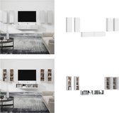 vidaXL 6-delige Tv-meubelset bewerkt hout hoogglans wit - Tv-kast - Tv-kasten - Tv-meubel - Hifi-meubel