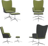 vidaXL Relaxstoel met voetenbank fluweel en PVC lichtgroen - Relaxstoel Met Voetenbank - Relaxstoelen Met Voetenbanken - Zetel Met Voetenbankje - Zetels Met Voetenbankjes