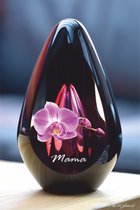 Urn Premium Design Glas met afbeelding van orchideeën en een door u aangegeven naam en -Urn met naam en afbeelding dmv.hoge kwaliteit sign folie-Urn voor crematie-as-Deelbestemming urn Mens-Urn-Herdenken-60ml inhoud-Premium collectie-Roze askamer