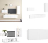 vidaXL 4-delige Tv-meubelset spaanplaat wit - Tv-kastenset - Tv-kastensets - Tv-kasten - Tv-meubelset