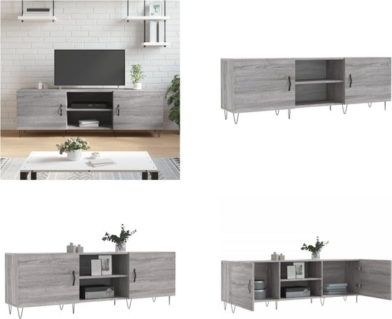 vidaXL Tv-meubel 150x30x50 cm bewerkt hout grijs sonoma eikenkleurig - Tv-meubel - Tv-meubelen - Tv Kast - Opbergkast